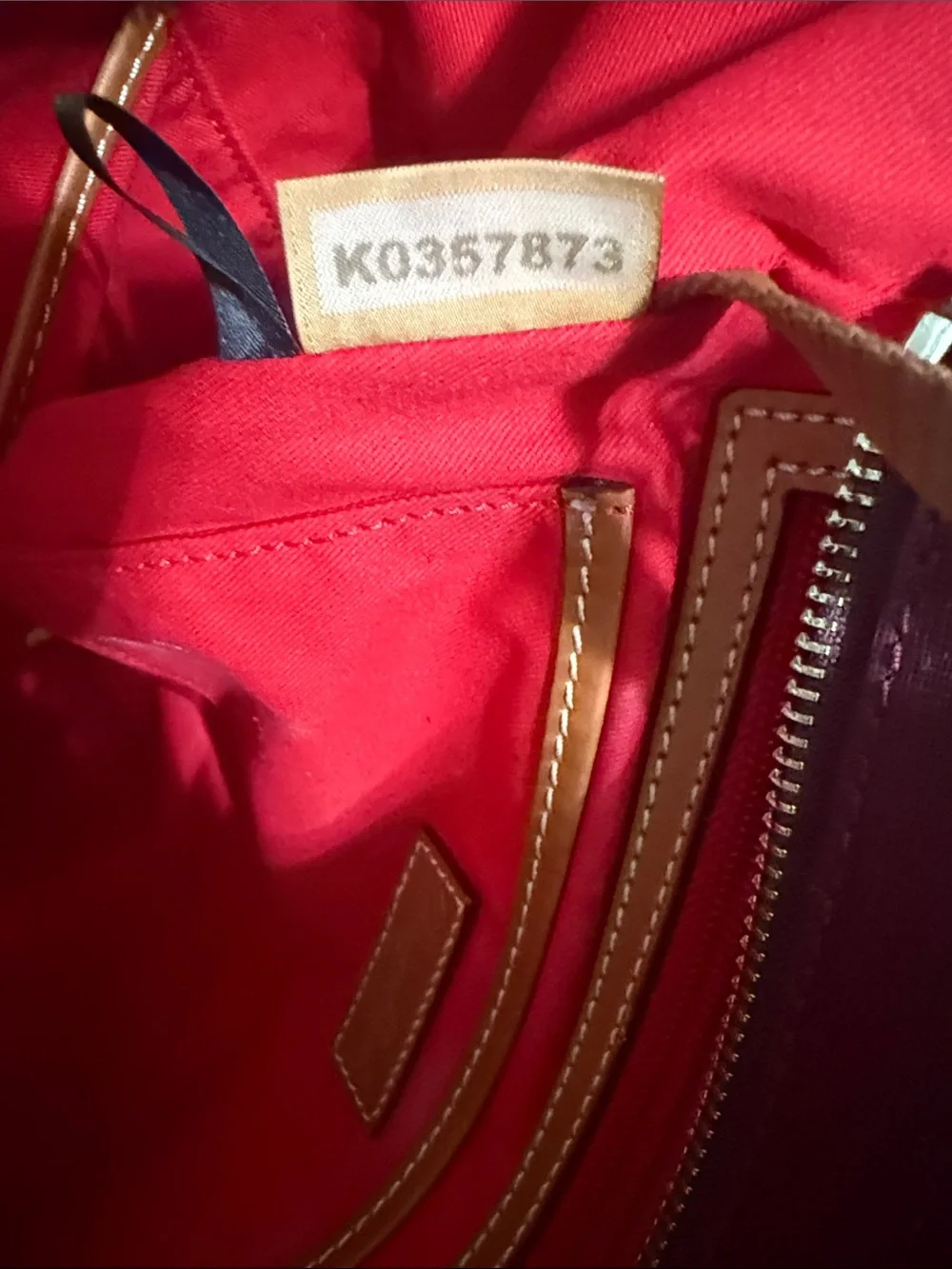 Dooney & Bourke Burgundy and Tan Leather Satchel